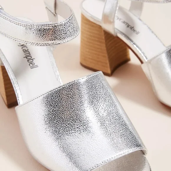 Jeffrey Campbell Metallic Block-Heeled Sandals size 6 , Velcro adjustable strap - Picture 3 of 14